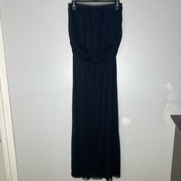 CYNTHIA ROWLEY Black Sheer Double Layered Mesh Strapless Dress Size Medium - Picture 1 of 9